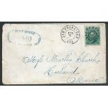 British Columbia c1860 Cover to the USA with blue oval "POST OFFICE/PAID/VICTORIA VANCOUVER ISLAND"
