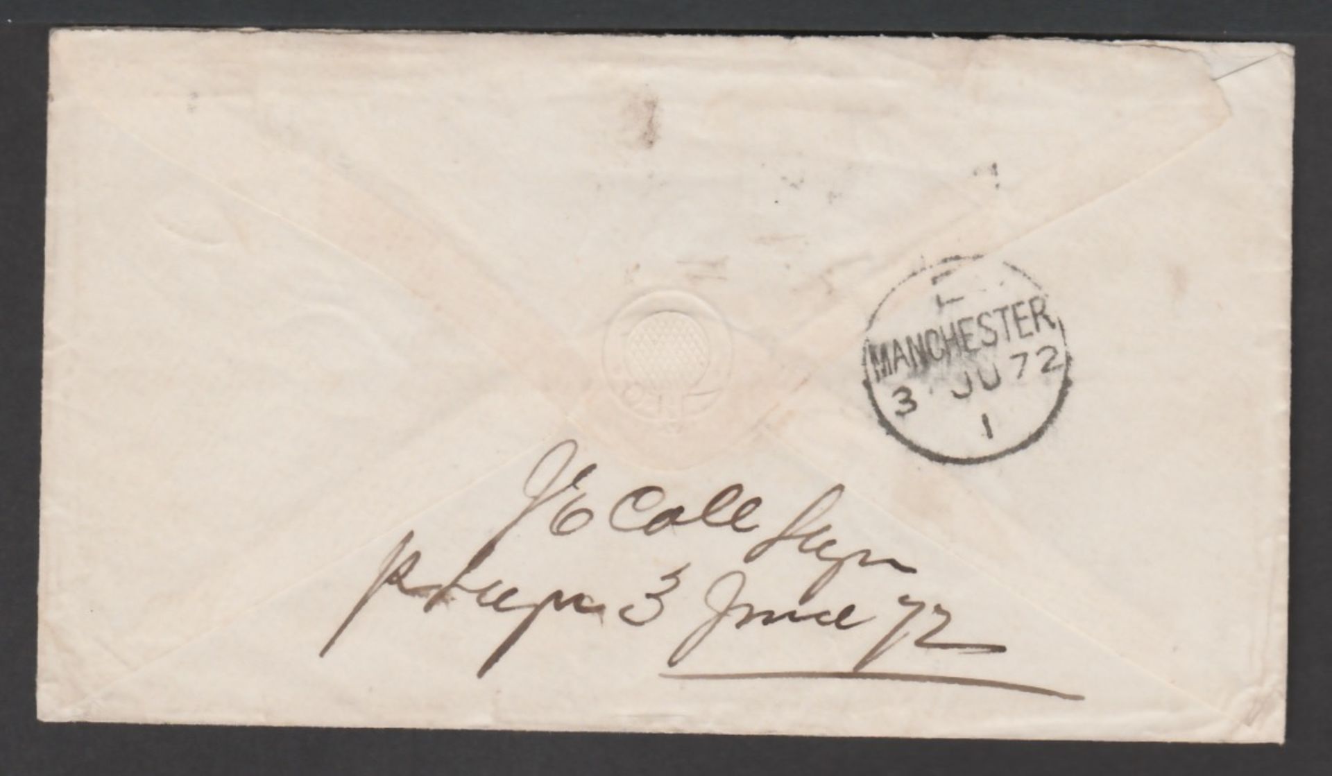 Lagos 1872 Stampless Cover from Lagos to England "per Lagos S.S." prepaid 5d in cash at the Briti... - Image 2 of 2