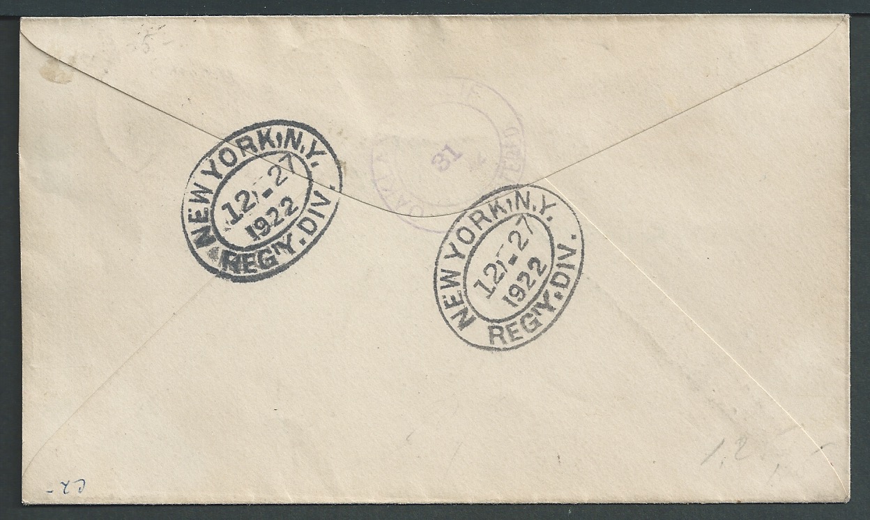 Barbuda 1922 Registered Cover franked by 1d and 2 1/2d pair Barbuda - Image 2 of 2