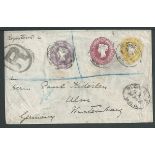 G.B. - Q.V. Postal Stationery 1895 Printed to private order 11d envelope used from London to Ulm