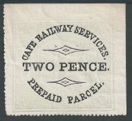 Cape of Good Hope 1876 Cape Railway Services - Prepaid Parcel Label 2d corner copy, mint.