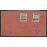 British Guiana 1890 Cover sent within Georgetown franked One Cent on $4 Inland Revenue (2).