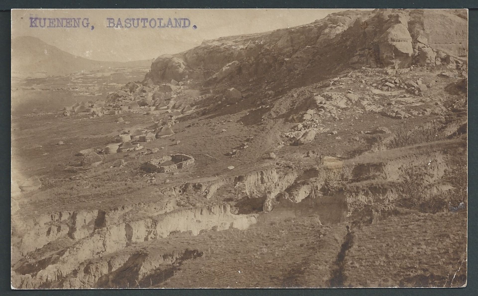 Basutoland 1919 Real photo picture postcard of Kueneng village, sent to Natal - Image 2 of 2