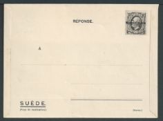 Universal Postal Union / Sweden 1906 Sweden Essay for a Reply Envelope printed in black
