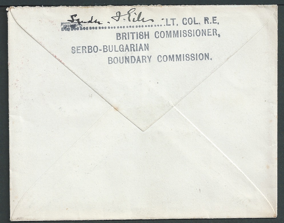 Bulgaria 1921 Stampless cover from Lt. Col. Frank Giles, British Commissioner to the Serbo-Bulgar... - Image 2 of 2