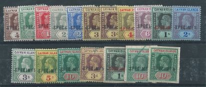 Cayman Islands 1912-20 King George V set of 13 values, all overprinted "SPECIMEN"
