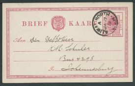 Boer War - O.F.S. Invasion of Cape 1900 O.F.S. 1/2d postal stationery Post Card to Johannesburg