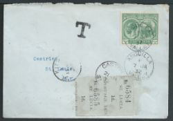 Anguilla 1932 1/2d cover to St. Lucia, cancelled ANGUILLA VALLEY with handstamped "T" on arrival