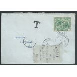 Anguilla 1932 1/2d cover to St. Lucia, cancelled ANGUILLA VALLEY with handstamped "T" on arrival