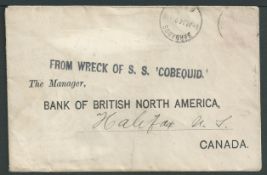 Barbados / Wreck Mail 1914 (Jan 1) Cover from Barbados to Halifax, Nova Scotia