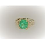 Exclusive Gia Certified 2.82 Ct Vivid Green Colombian Emerald & Diamonds Ring