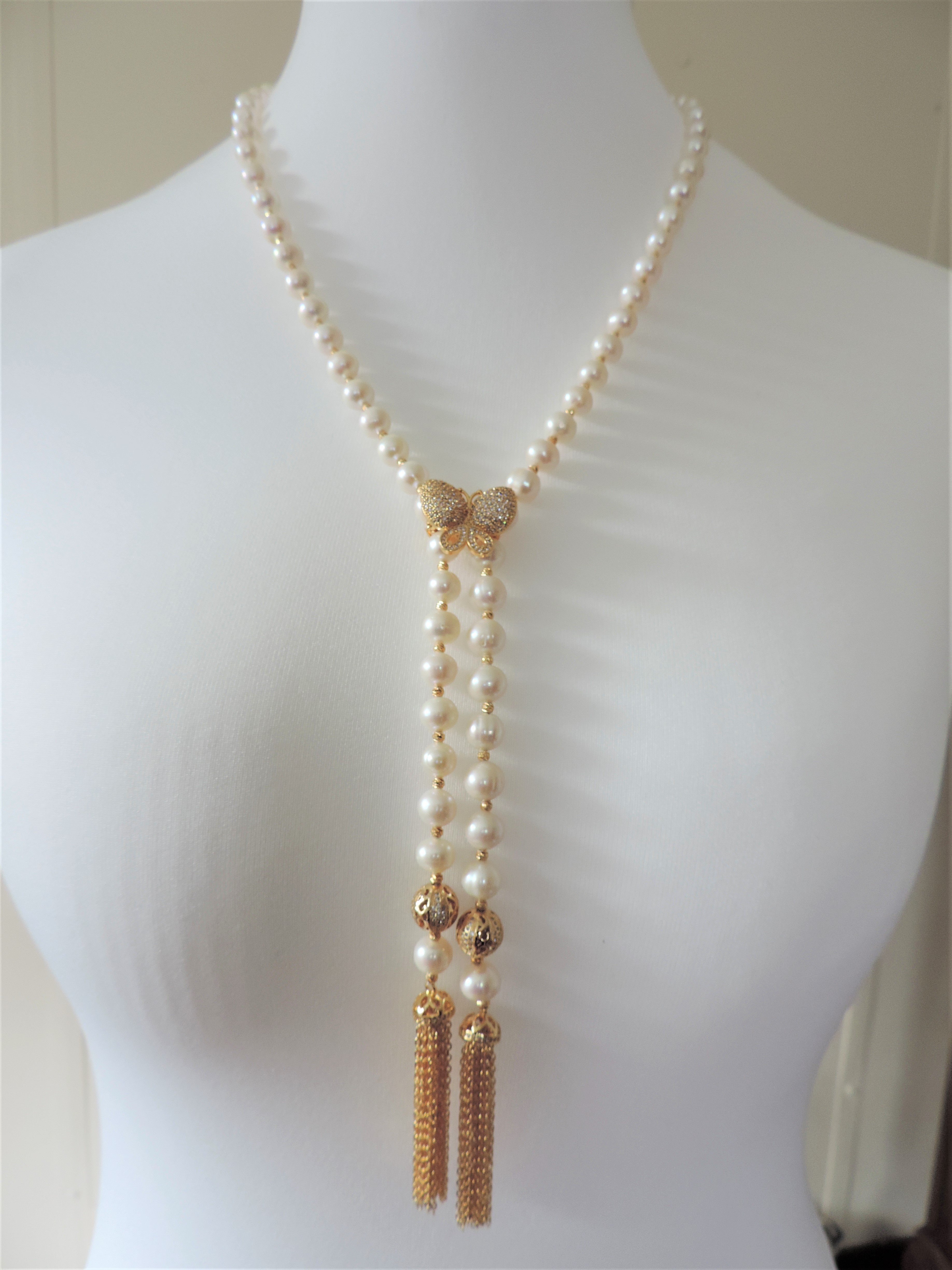 Bespoke Akoya Pearl Lariat Necklace 39 X 9Mm Pearls 38" Long - Image 2 of 6