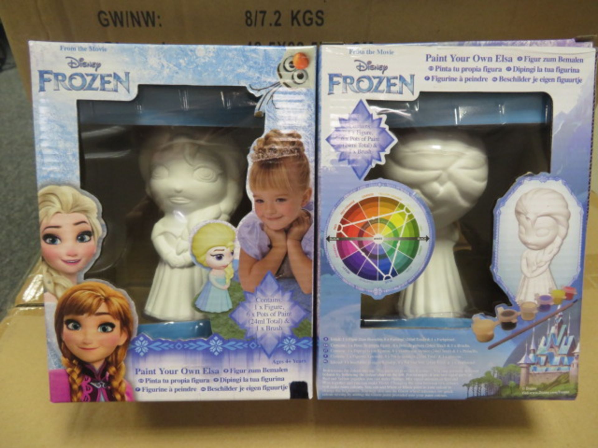 (70) PALLET TO CONTAIN 144 x BRAND NEW DISNEY FROZEN PAINT YOUR OWN ELSA FIGURES. COMPLETE WITH...