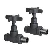 (WE1007) Traditional Straight Anthracite Valves for radiator 15 mm Central heating Taps.