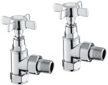 (WE1003) Traditional Angled chrome for radiator 15 mm Central heating Taps. traditional chrome...