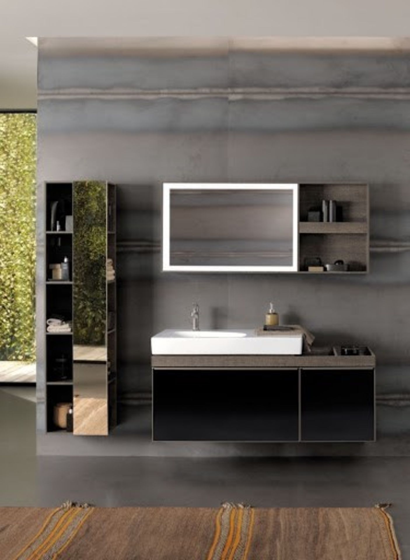 (LV6) Keramag 1334mm Citterio Grey/Brown Illuminated Mirror With shelf Right/Left.RRP £779.99... - Image 2 of 4