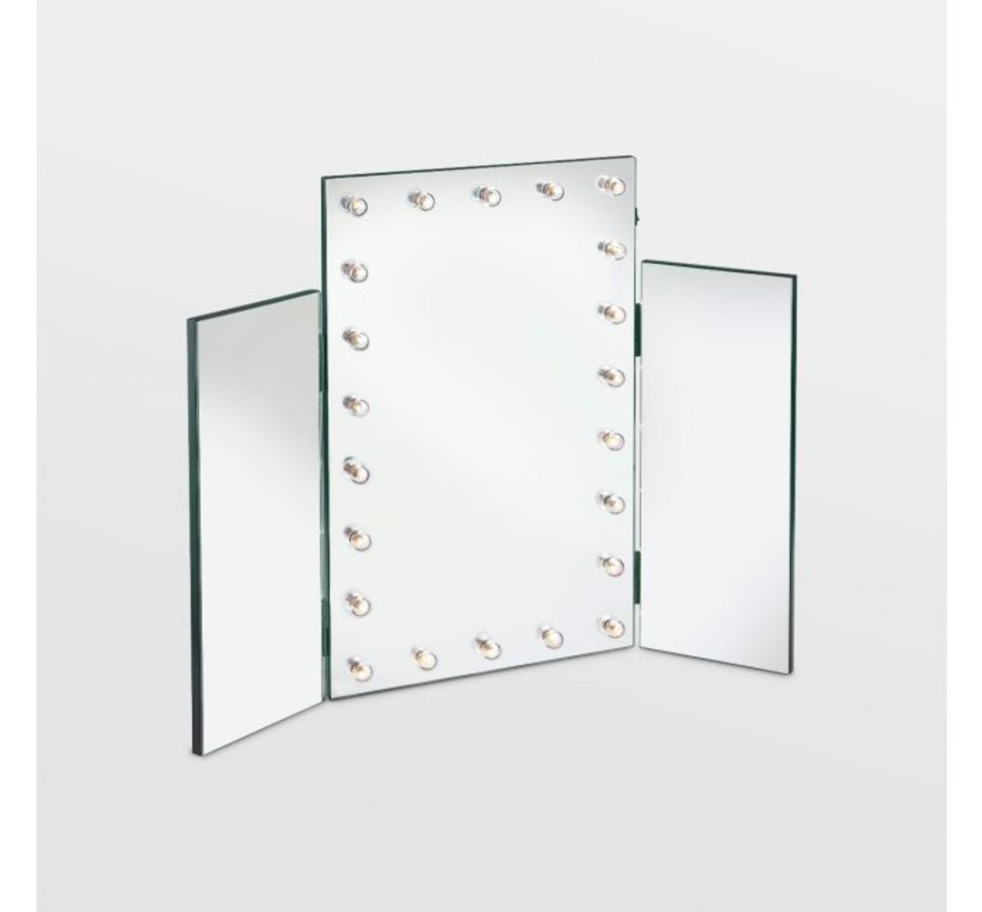 (LV156) Trifold Mirror with Warm LED Lights. Large centre mirror with adjustable side mirrors ...