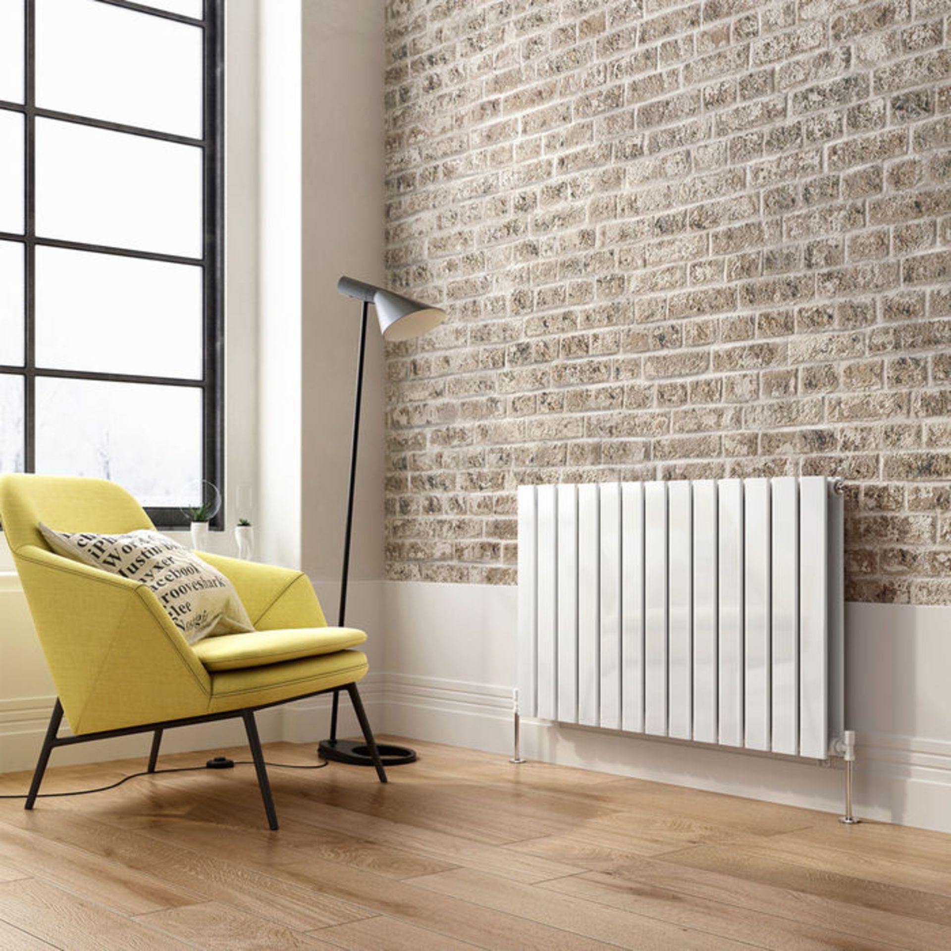 600x980mm Gloss White Double Flat Panel Horizontal Radiator - Premium. RRP £674.99. RC222. Mad... - Image 2 of 3