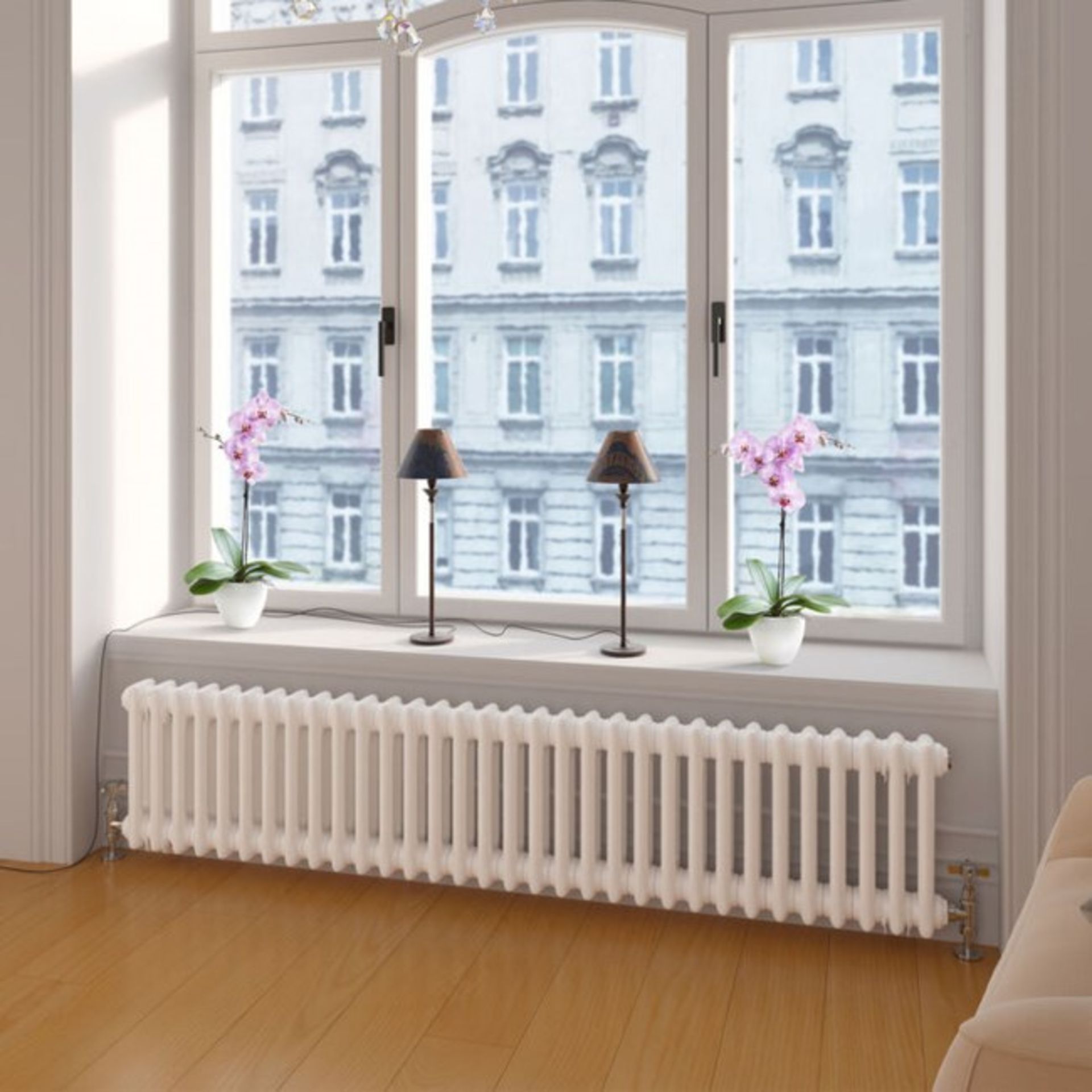 (LV19) 300x1502mm White Four Panel Horizontal Colosseum Traditional Radiator. RRP £499.99.For...