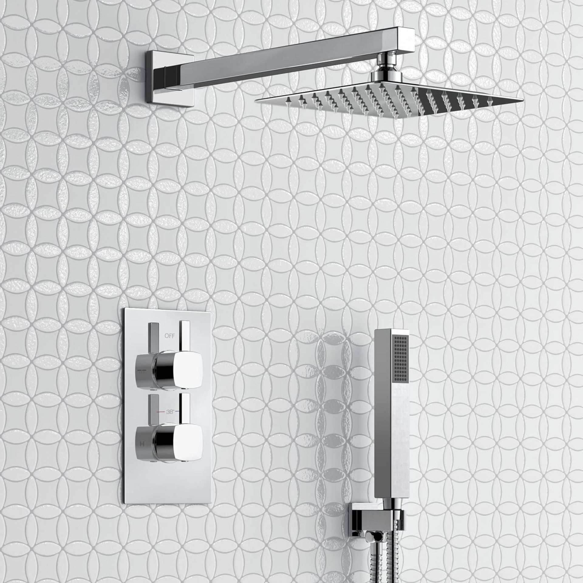 (LV8) Thermostatic Mixer Shower Set 8" Head Handset + Chrome 2 Way Valve Kit . RRP £349.99. S... - Image 2 of 3