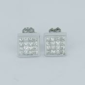 14 K / 585 White Gold Diamond Earring Studs