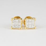 14 K / 585 Yellow Gold Diamond Earring Studs