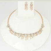 14 K / 585 Rose Gold Diamond Necklace & Earrings