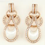14 K Rose Gold Diamond & Mother of Pearl Earrings