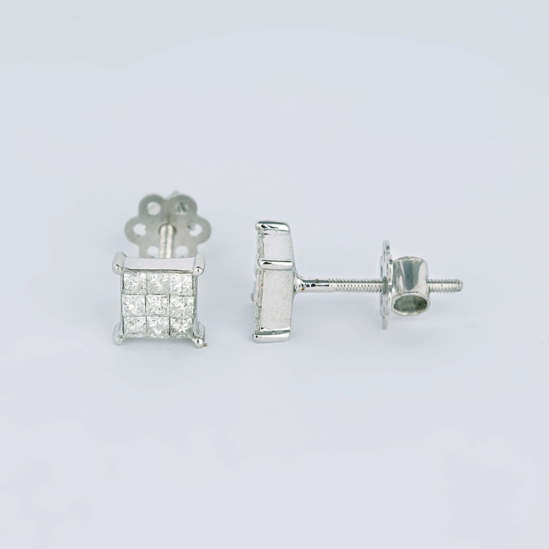 EGL Certified 14 K / 585 White Gold Diamond Studs - Image 2 of 4