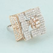 IGI Cert. 14 K White & Rose Gold Diamond Ring