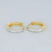 EGL Certified 14 K / 585 Yellow Gold Diamond Hoops