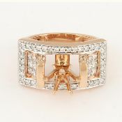 IGI Certified 14 K / 585 Rose Gold Diamond Ring - Centre Stone Unmounted