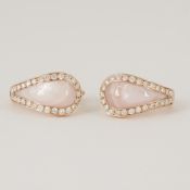 14 K / 585 Rose Gold Designer Diamond & Mother Of Pearl Earrings