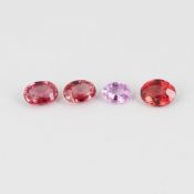 0.93 ct. Set of 4 Orange & Pink Sapphires - Sri Lanka, Ceylon