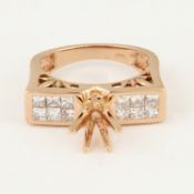 14 K / 585 Rose Gold Diamond Ring - Centre Stone Unmounted