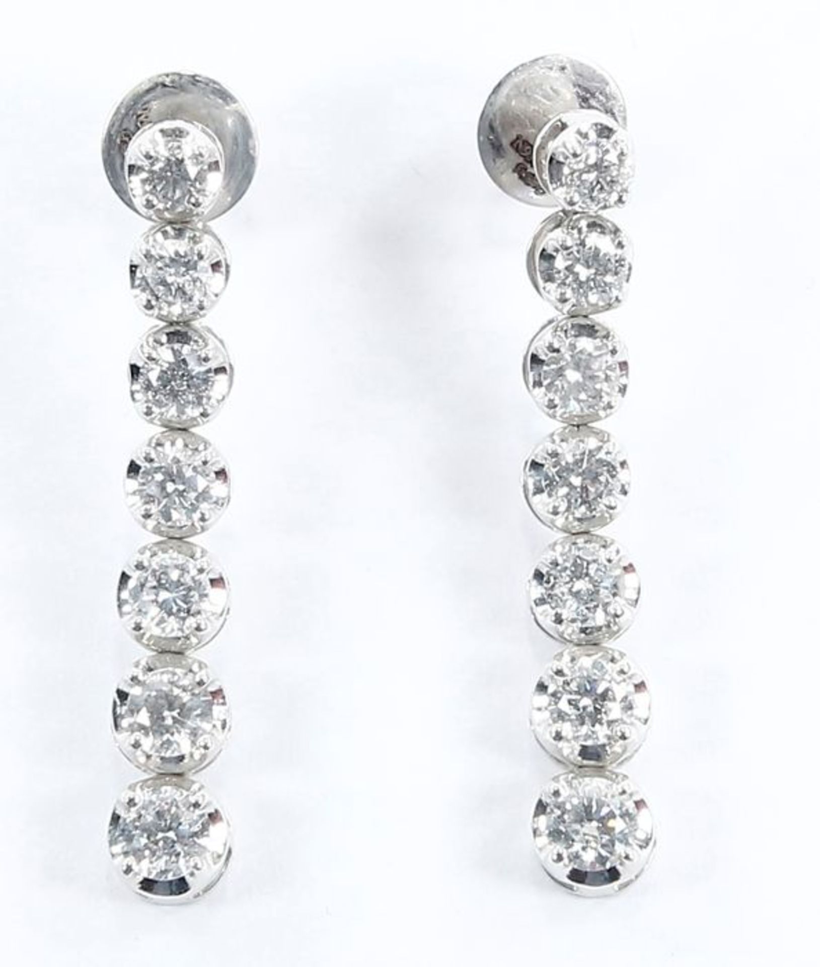 14 K White Gold Solitaire Diamond Necklace & Earrings