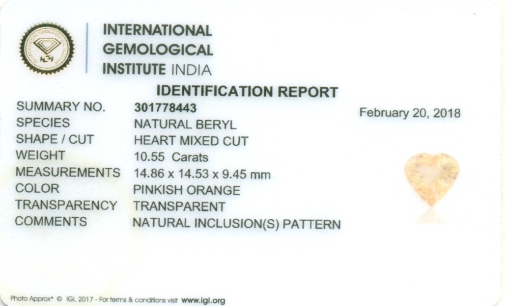 IGI Certified 10.55 ct. Beryl Untreated - Brazil - Image 5 of 5