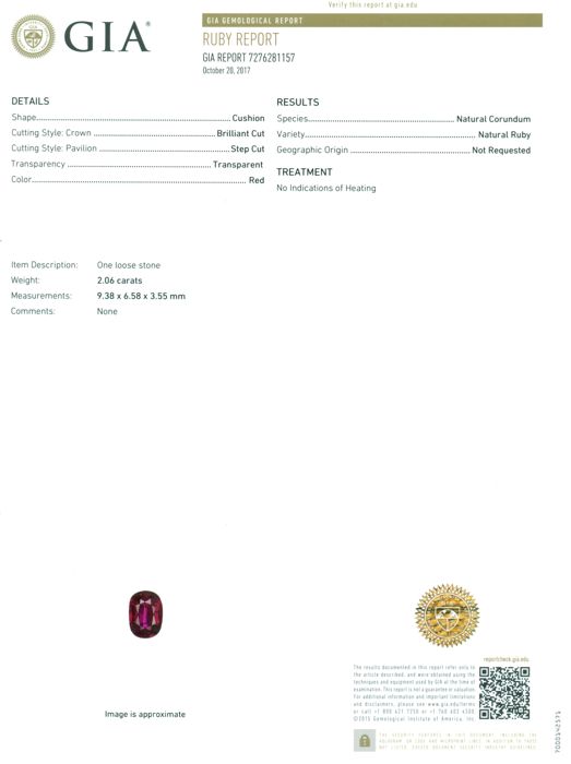 GIA Certified 2.06 ct. Untreated Ruby - Mozambique - Image 4 of 4