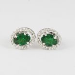 14 K / 585 White Gold Tsavorite Garnet & Diamond Studs