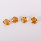 GFCO (Swiss) Certified 6.71 ct. Set of 4 Vivid Orange Yellow Citrines