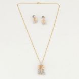 IGI Cert. 14 K Diamond Pendant Necklace & Earrings