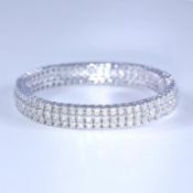 14 K / 585 White Gold 3 Line Tennis Bracelet With 12.46 ct. Diamonds