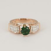 14 K Rose Gold Tsavorite Garnet & Diamond Ring