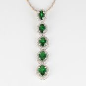 14 K White Gold Tsavorite Diamond & Pendant Necklace