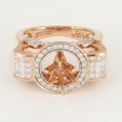 14 K / 585 Rose Gold Diamond Ring - Center stone unmounted