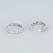 14 K / 585 White Gold Diamond Hoop Earrings