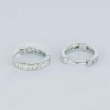 14 K / 585 White Gold Diamond Hoop Earrings