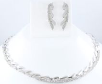 14 K White Gold IGI Cert. Diamond Necklace & Earrings