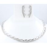 14 K White Gold IGI Cert. Diamond Necklace & Earrings