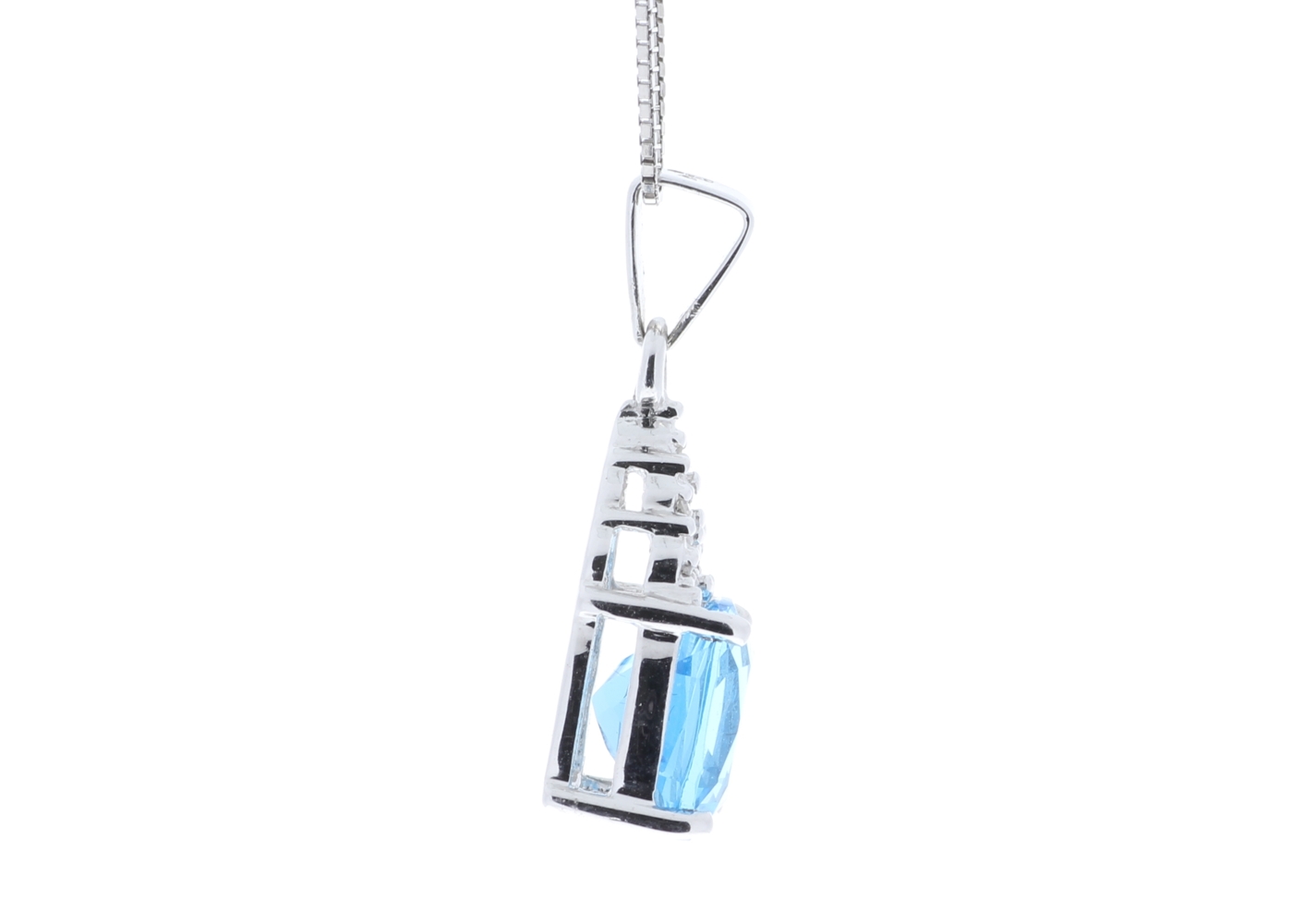 9ct White Gold Diamond And Blue Topaz Pendant 0.02 Carats - Image 3 of 6